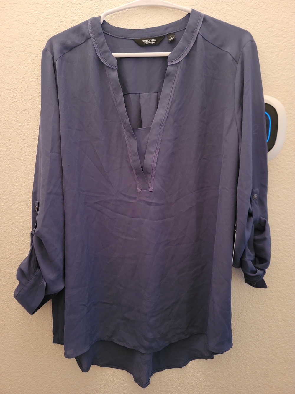 Kohl's Simply Vera Vera Wang Slate Blue V-Neck Roll-Tab Tunic